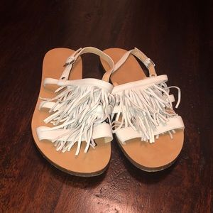 J.Crew Fringe White leather Sandals
